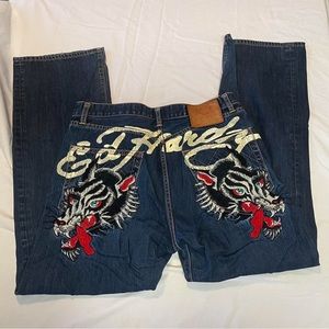 Embroidered vintage Ed hardy jeans size 36x34
